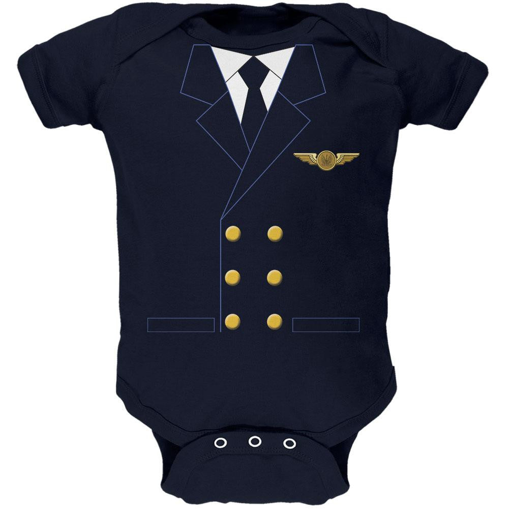Halloween Airline Airplane Pilot Navy Soft Baby One Piece Baby One Piece Old Glory 0-3M Blue