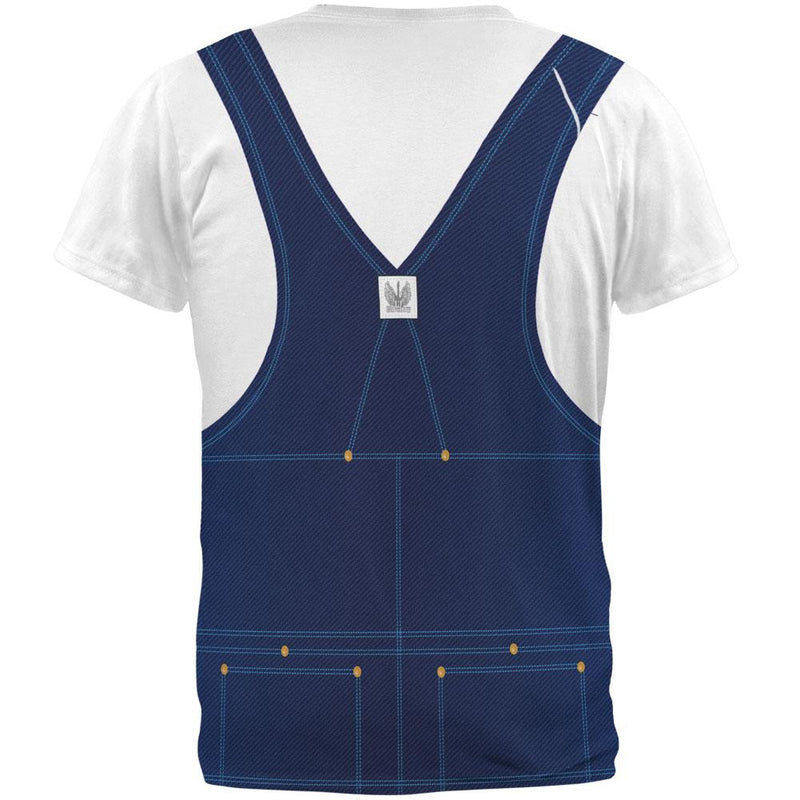 Halloween Costume - White Tee with Overalls All Over Mens Costume T Shirt Men's T-Shirts Old Glory