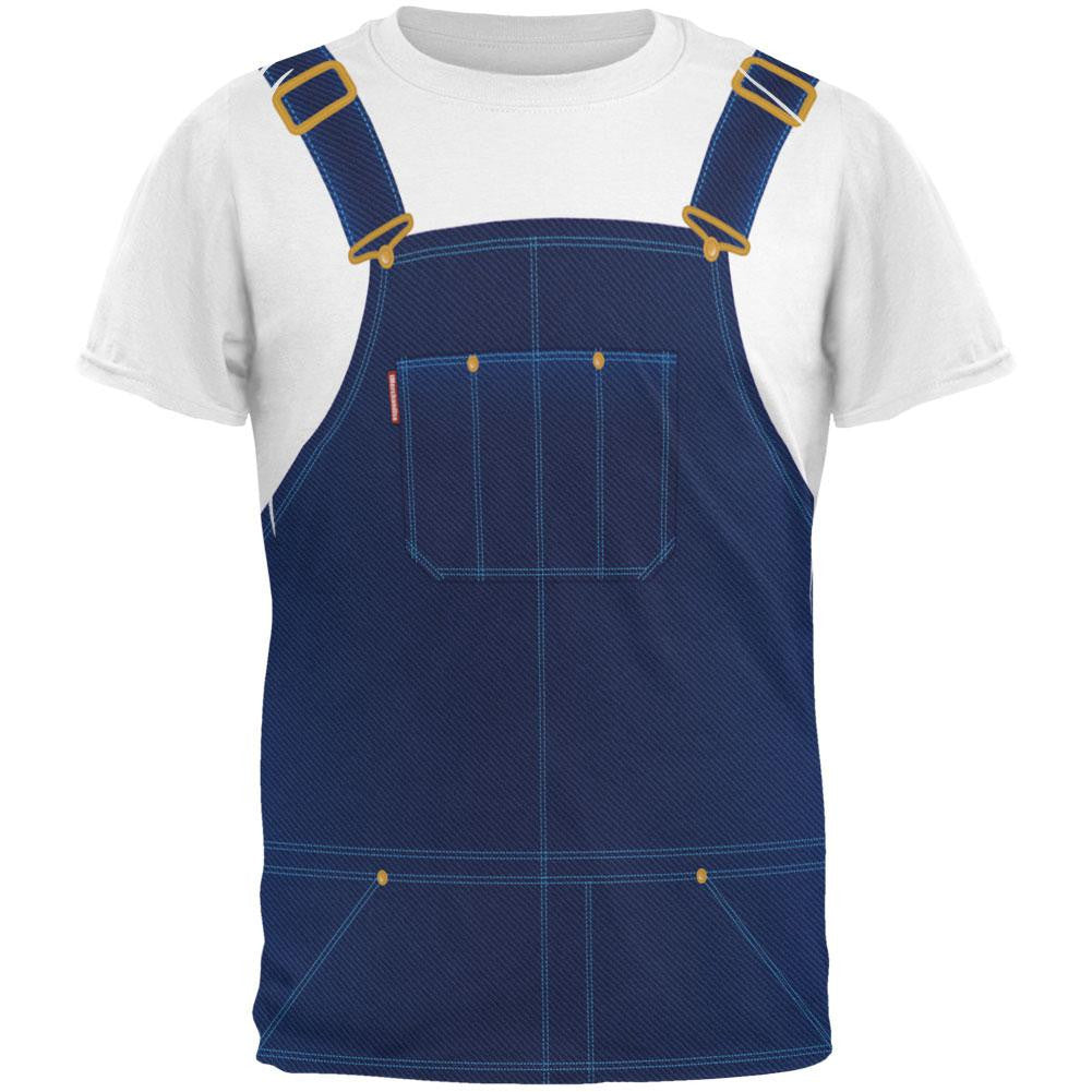Halloween Costume - White Tee with Overalls All Over Mens Costume T Shirt Men's T-Shirts Old Glory SM