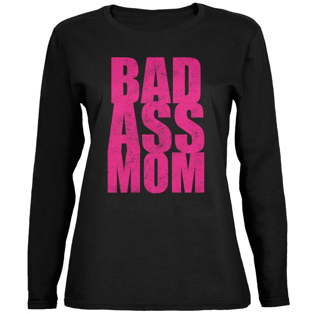 Bad Ass Mom Black Womens Long Sleeve T-Shirt Women's Long Sleeves Old Glory 2XL Black
