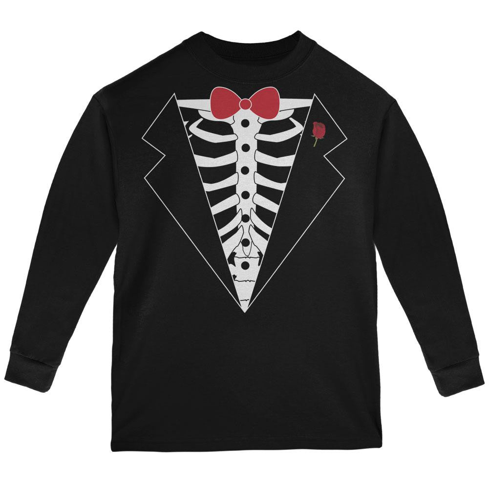 Tuxedo Skeleton Costume Black Youth Long Sleeve T-Shirt Youth Long Sleeves Old Glory LG Black