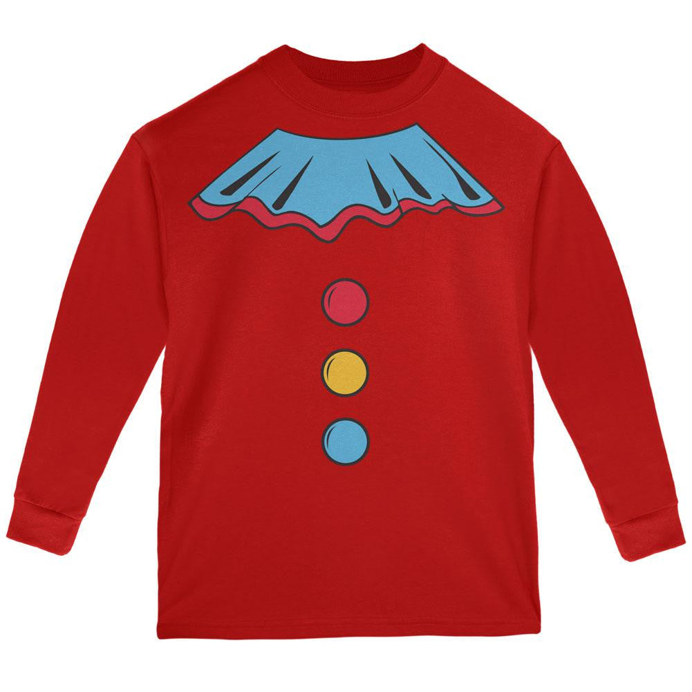 Halloween Clown Costume Red Youth Long Sleeve T-Shirt Youth Long Sleeves Old Glory