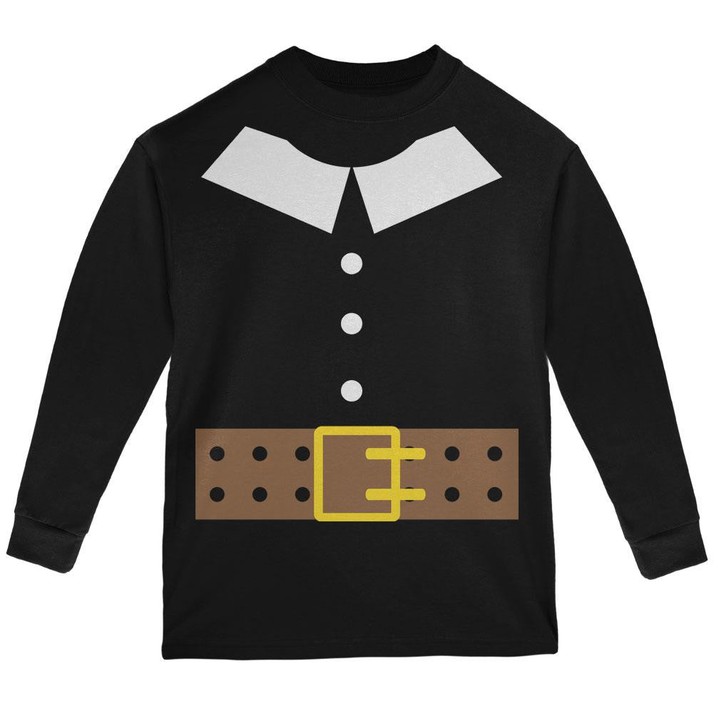 Thanksgiving Pilgrim Costume Black Youth Long Sleeve T-Shirt Youth Long Sleeves Old Glory