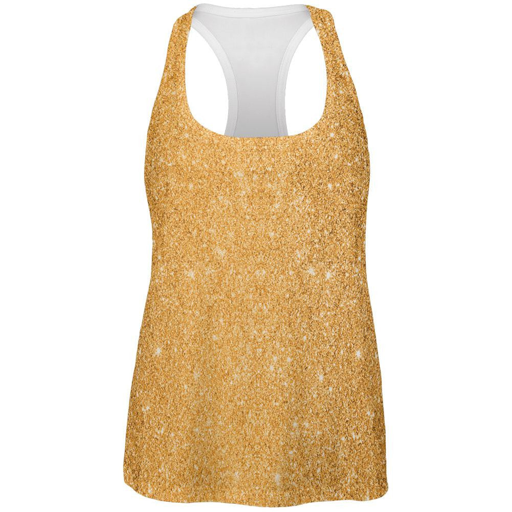 Gold Glitter All Over Womens Racerback Tank Top Women's Tank Tops Old Glory 2XL Multi