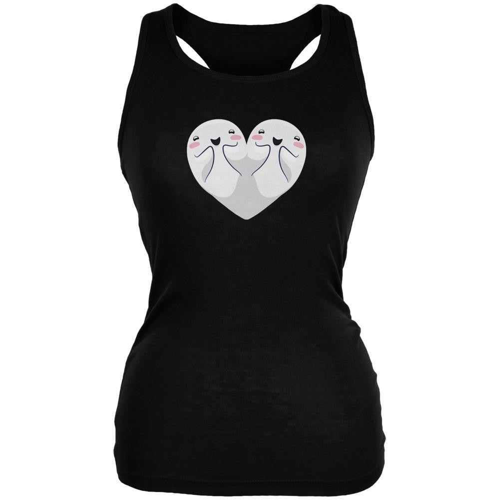 Halloween Heart Shaped Ghosts Black Juniors Soft Tank Top Juniors Tank Tops Old Glory 2XL Black