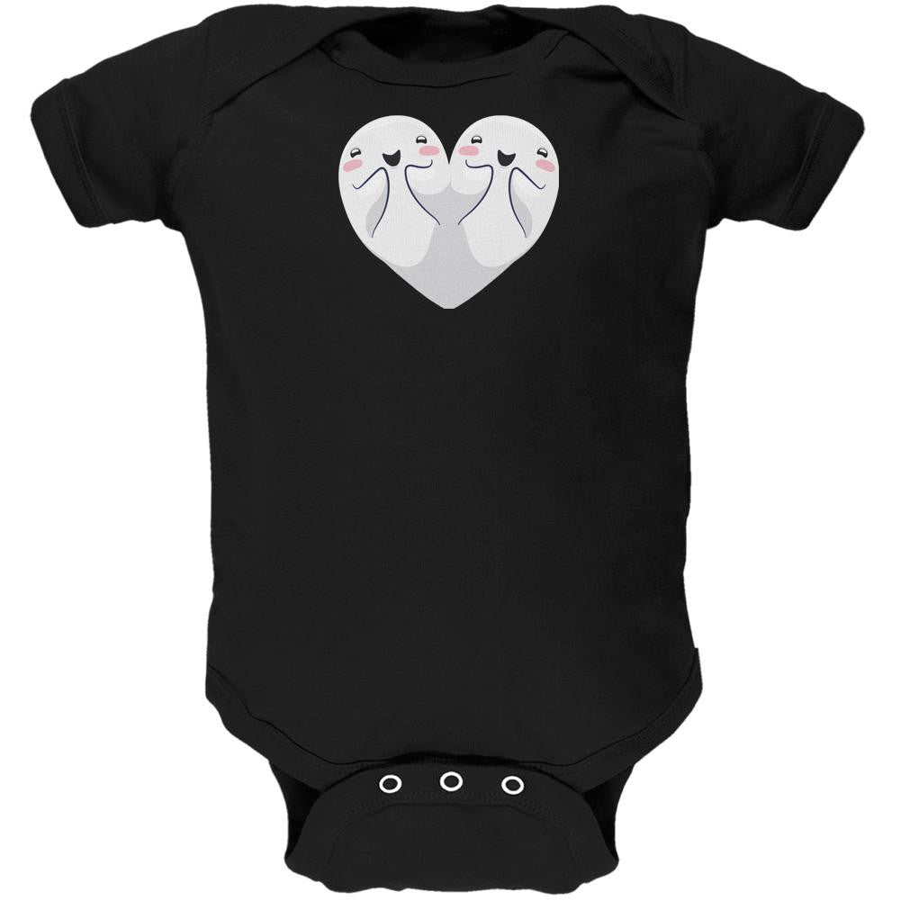 Halloween Heart Shaped Ghosts Black Soft Baby One Piece Baby One Piece Old Glory 0-3M Black