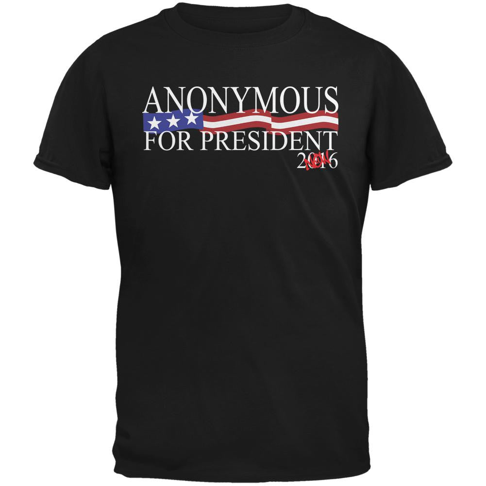 Election 2016 Anonymous for President Now Black Adult T-Shirt Men's T-Shirts Old Glory 2XL Black