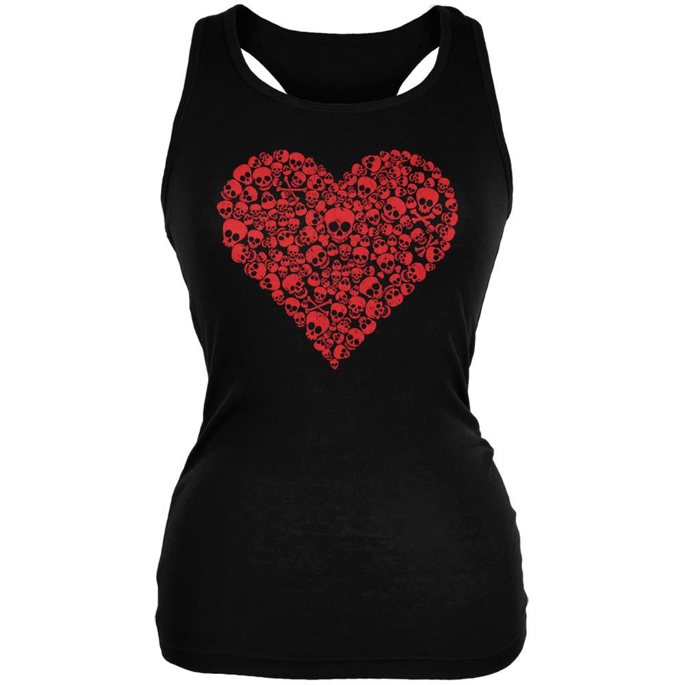 Halloween Skull Heart Black Juniors Soft Tank Top Juniors Tank Tops Old Glory 2XL Black