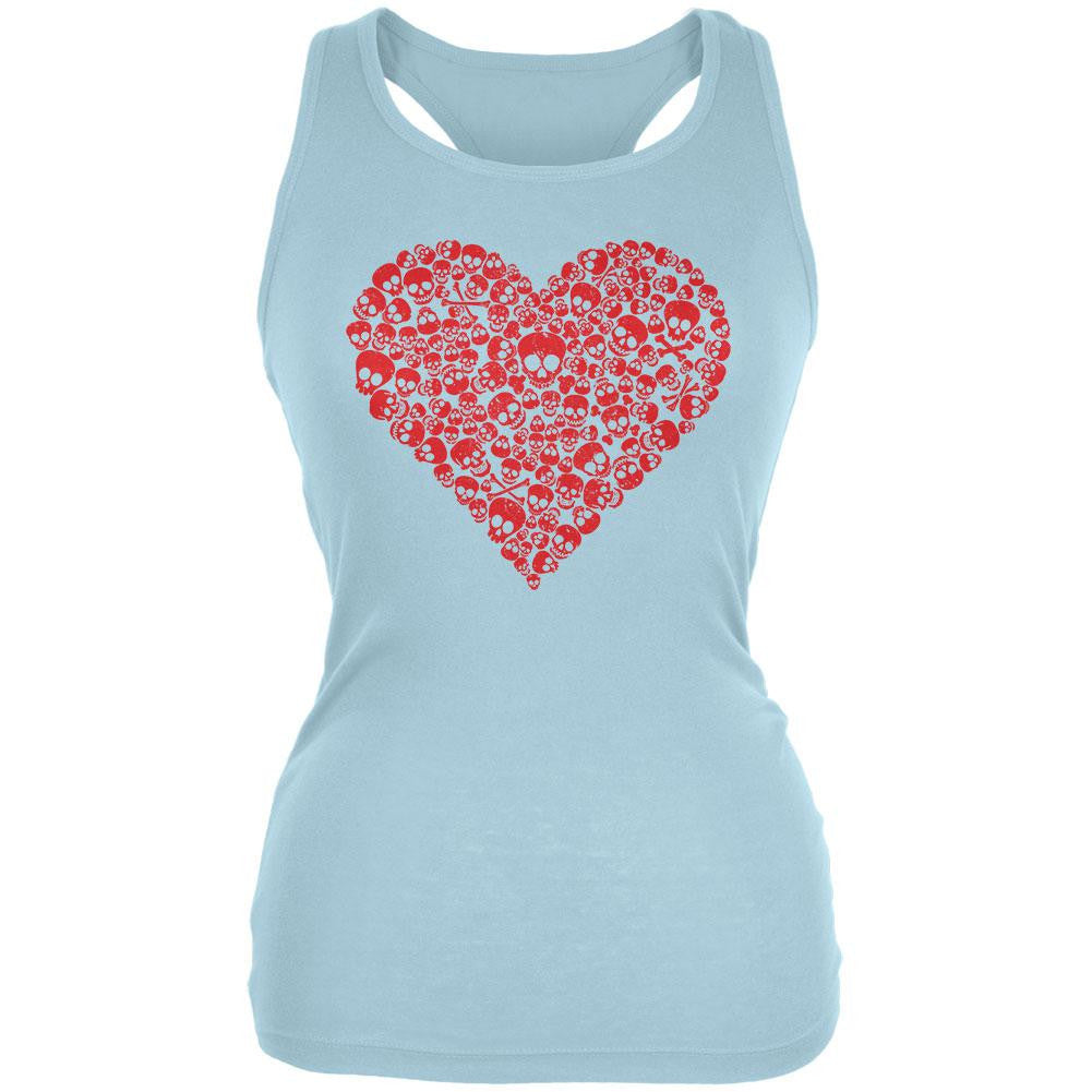 Halloween Skull Heart Juniors Soft Tank Top Juniors Tank Tops Old Glory 2XL Blue