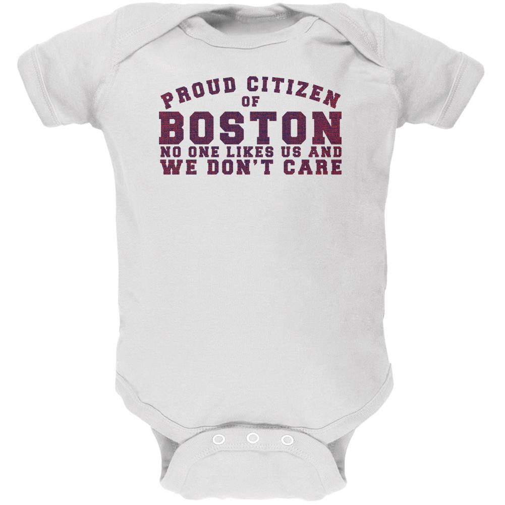 Proud No One Likes Boston White Soft Baby One Piece Baby One Piece Old Glory 0-3M White