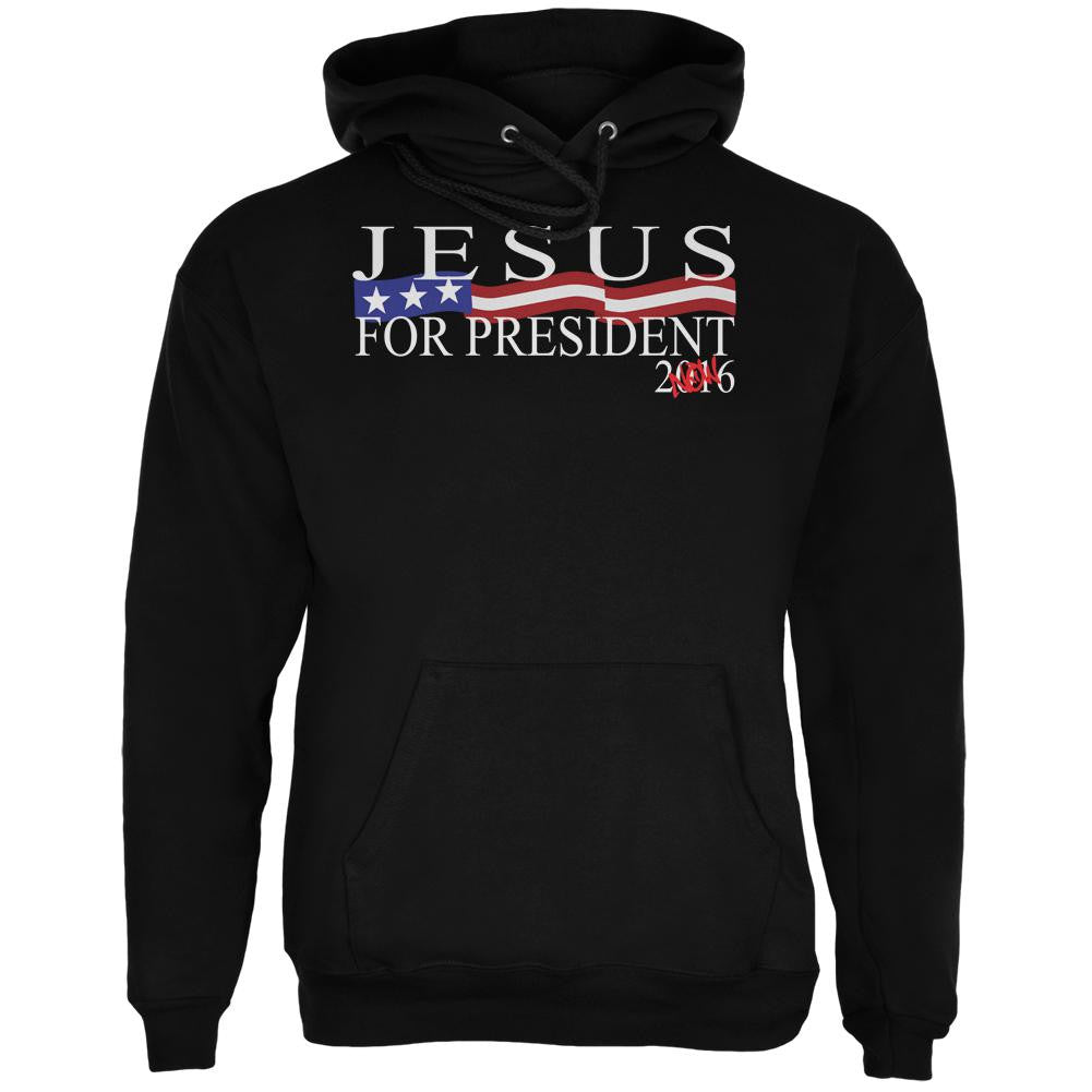 Election 2016 Jesus for President Now Black Adult Hoodie Men's Hoodies Old Glory 2XL Black