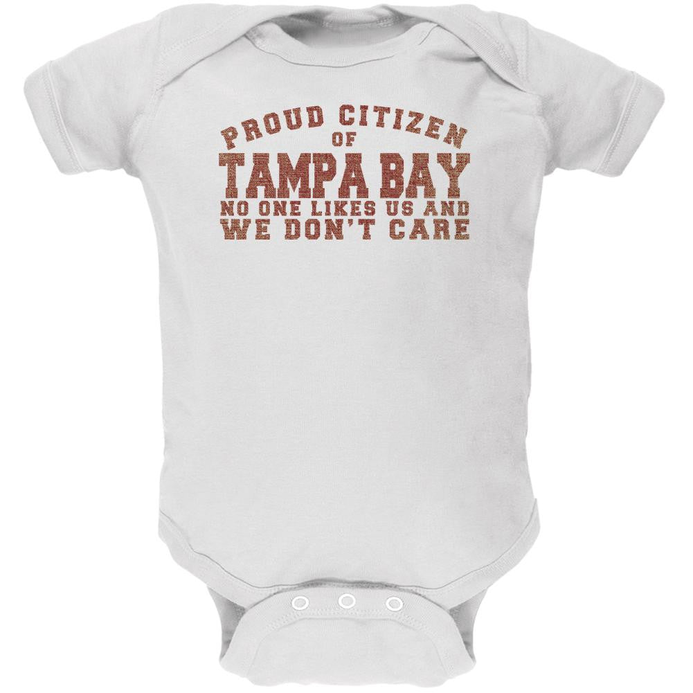 Proud No One Likes Tampa Bay White Soft Baby One Piece Baby One Piece Old Glory 0-3M White