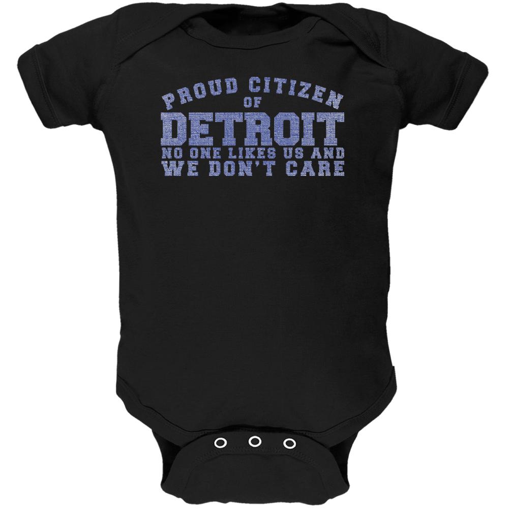 Proud No One Likes Detroit Black Soft Baby One Piece Baby One Piece Old Glory 0-3M Black