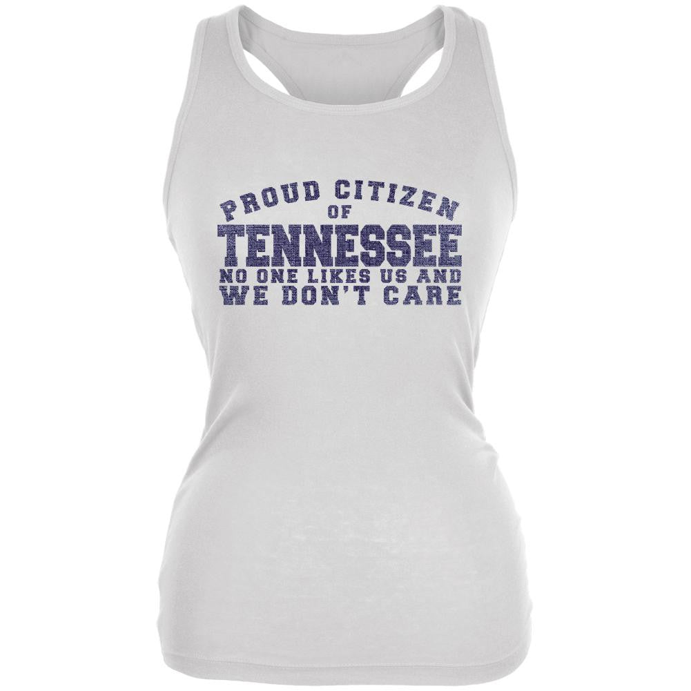 Proud No One Likes Tennessee White Juniors Soft Tank Top Juniors Tank Tops Old Glory 2XL White