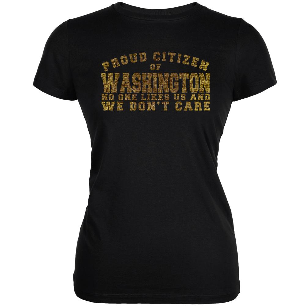 Proud No One Likes Washington Black Juniors Soft T-Shirt Juniors T-Shirts Old Glory 2XL Black