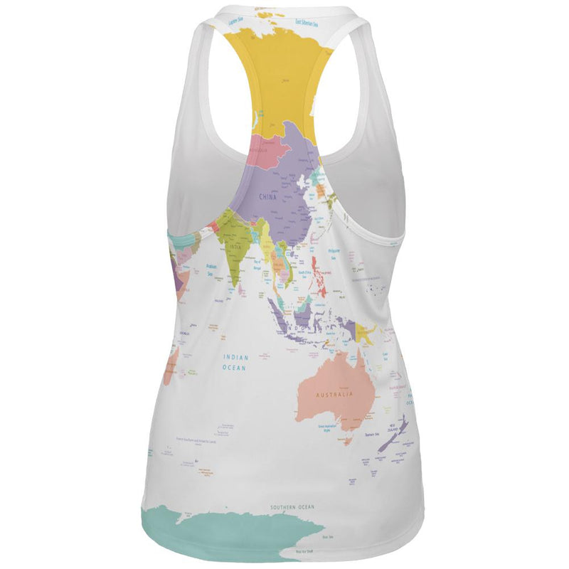 World Traveler Global Map All Over Womens Racerback Tank Top Women's Tank Tops Old Glory