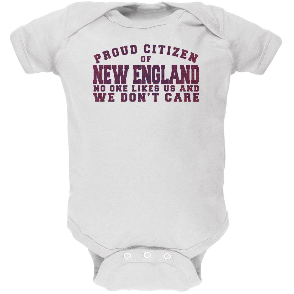 Proud No One Likes New England White Soft Baby One Piece Baby One Piece Old Glory 0-3M White