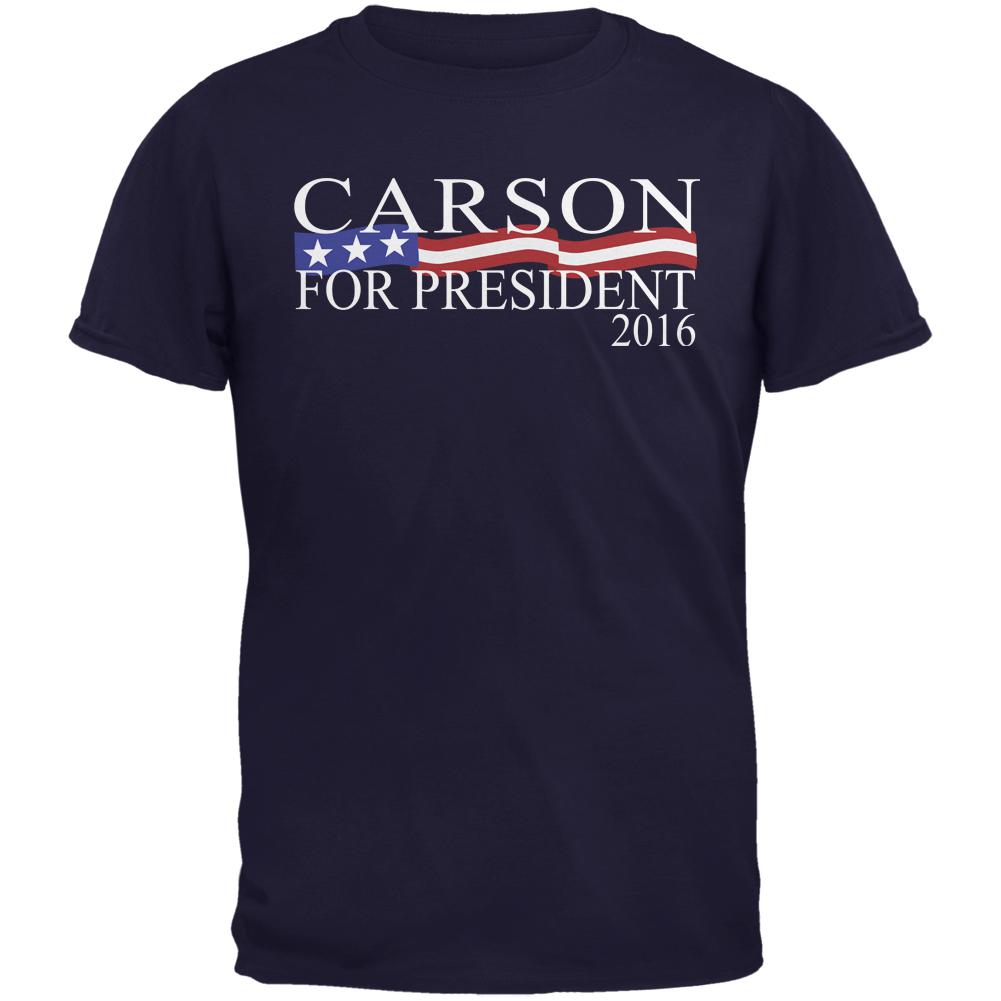 Election 2016 President Ben Carson Navy Adult T-Shirt Men's T-Shirts Old Glory 2XL Blue