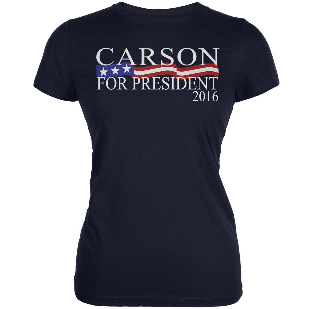Election 2016 President Ben Carson Navy Juniors Soft T-Shirt Juniors T-Shirts Old Glory 2XL Blue