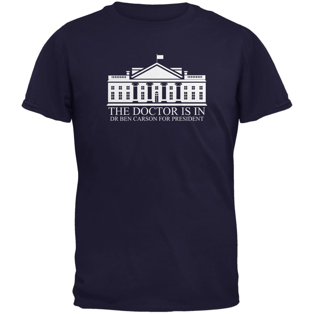 Election Ben Carson Doctor Is In White House Navy Adult T-Shirt Men's T-Shirts Old Glory 2XL Blue