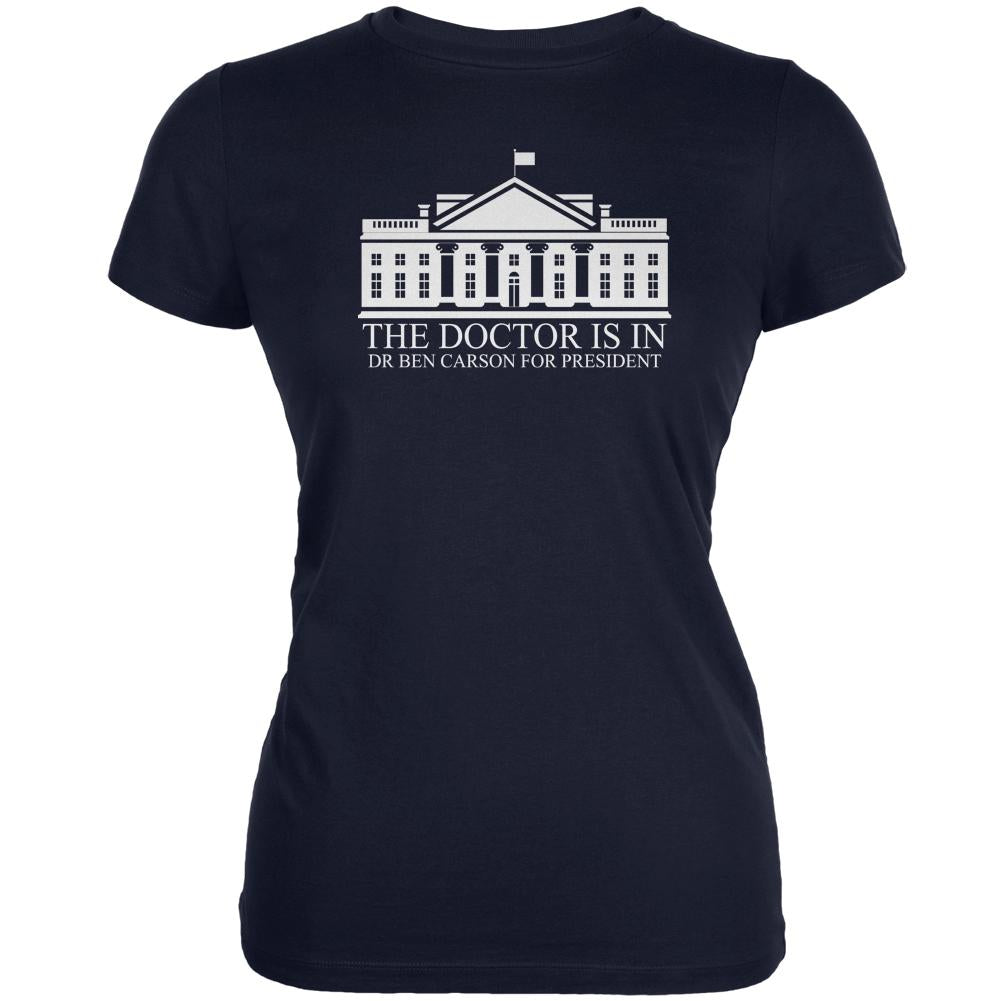 Election Ben Carson Doctor Is In White House Navy Juniors Soft T-Shirt Juniors T-Shirts Old Glory 2XL Blue