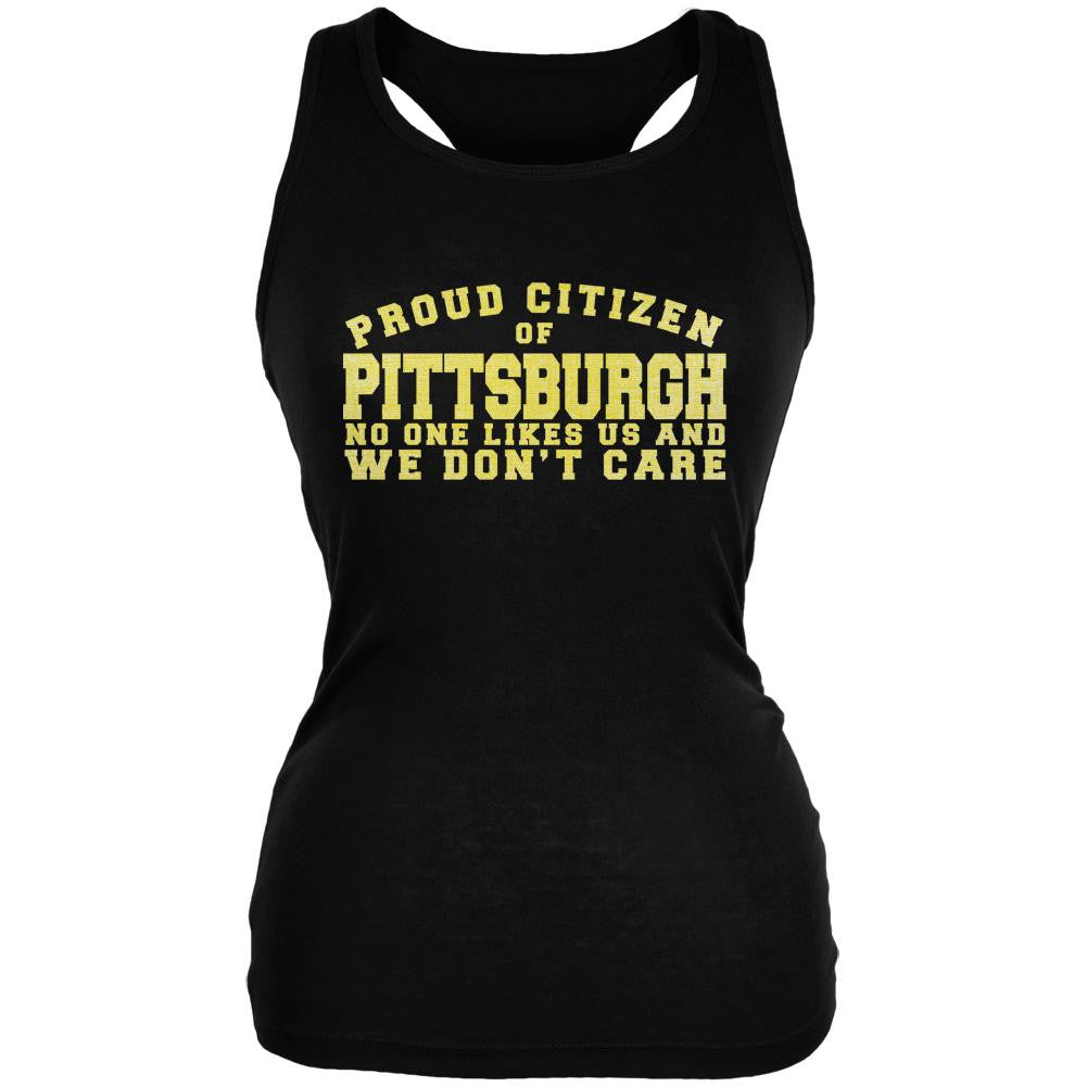 Proud No One Likes Pittsburgh Black Juniors Soft Tank Top Juniors Tank Tops Old Glory 2XL Black