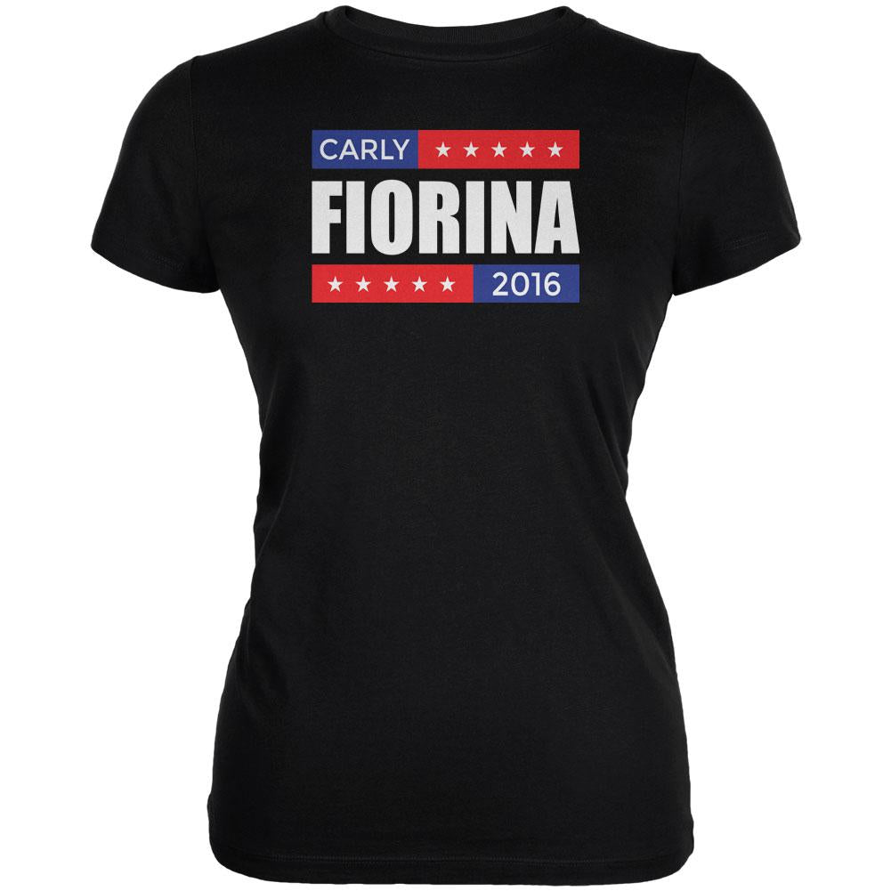 Election 2016 Carly Fiorina Stacked Black Juniors Soft T-Shirt Juniors T-Shirts Old Glory 2XL Black