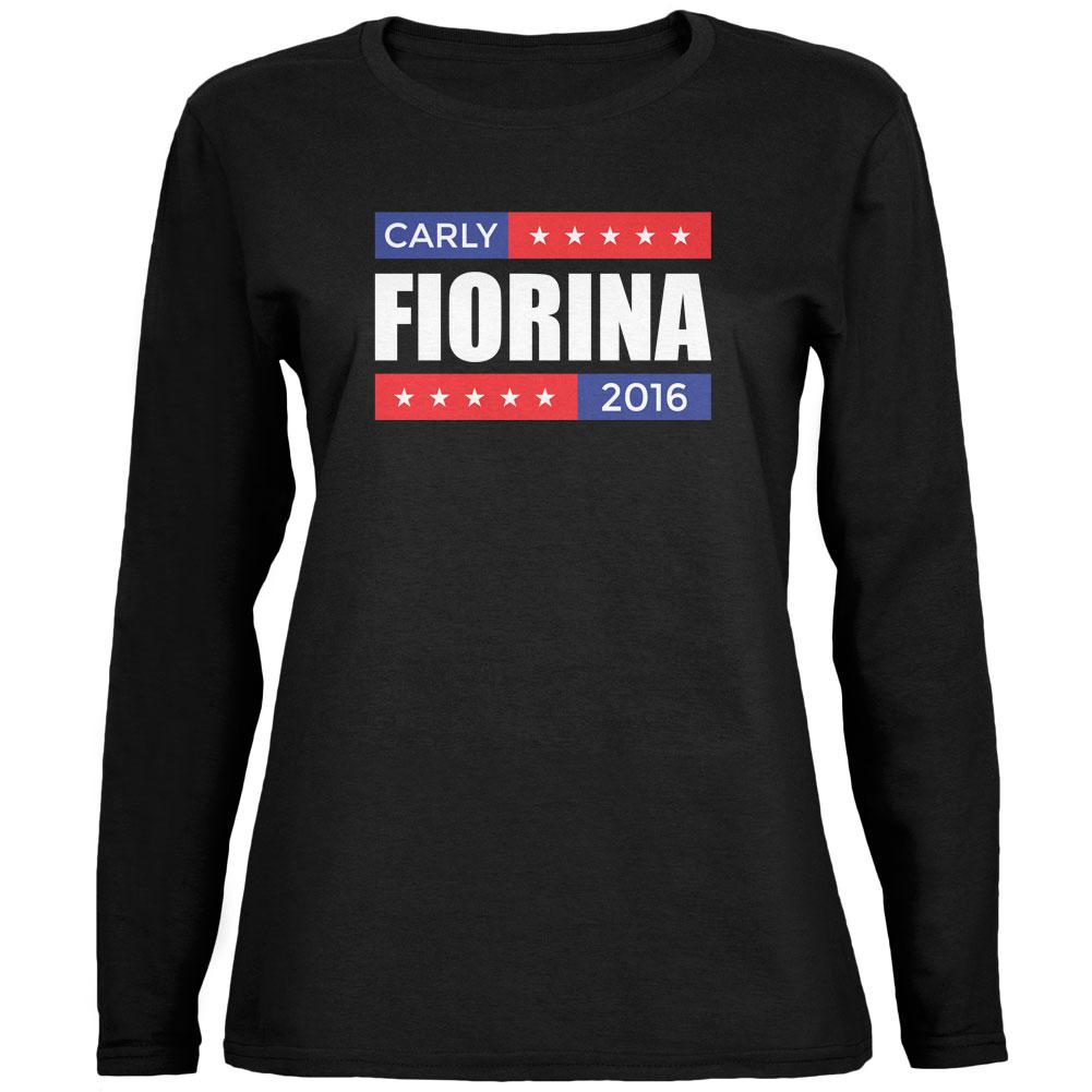 Election 2016 Carly Fiorina Stacked Black Womens Long Sleeve T-Shirt Women's Long Sleeves Old Glory 2XL Black