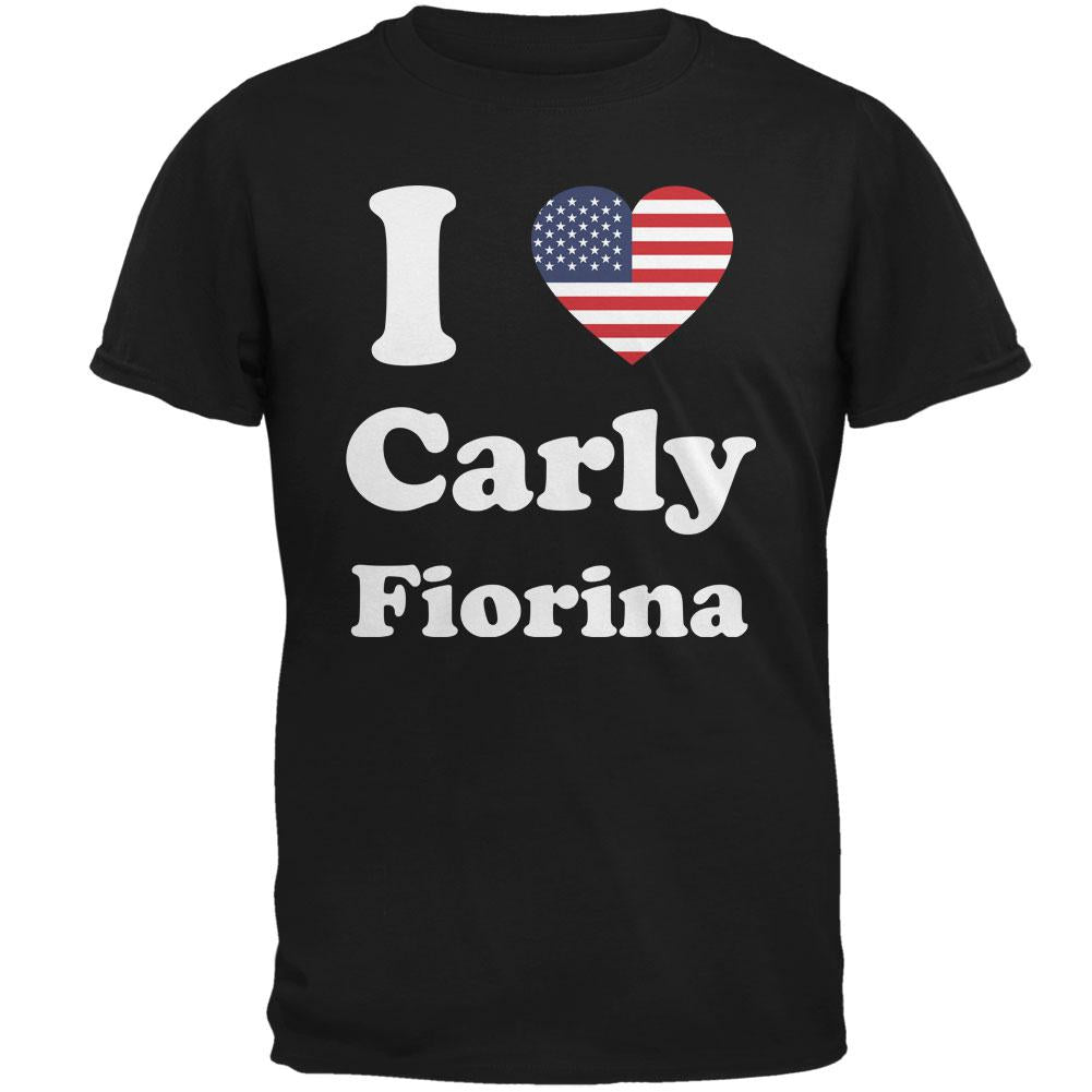 Election 2016 I Heart Carly Fiorina Black Adult T-Shirt Men's T-Shirts Old Glory 2XL Black