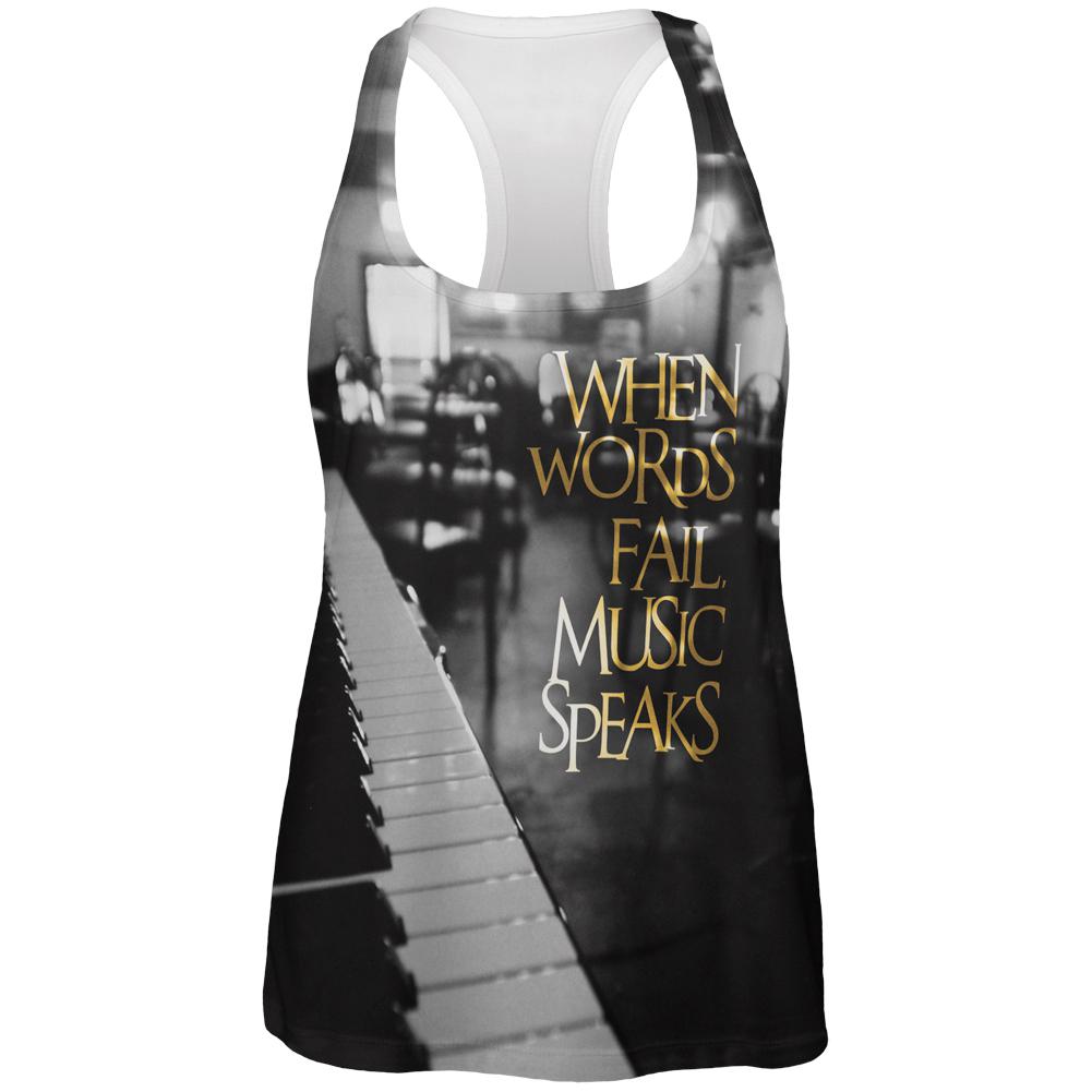 Words Fail Music Speaks All Over Womens Racerback Tank Top Women's Tank Tops Old Glory 2XL Multi
