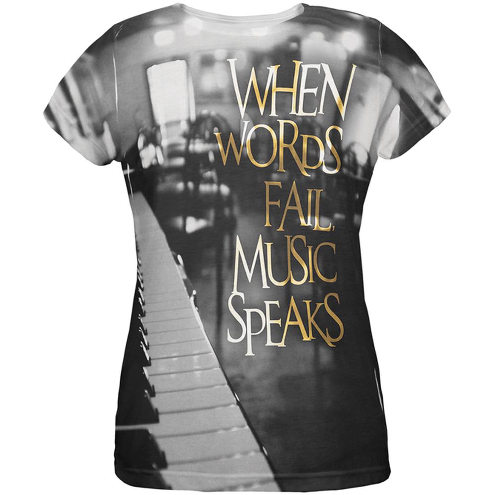 Words Fail Music Speaks All Over Womens T-Shirt Women's T-Shirts Old Glory 2XL Multi