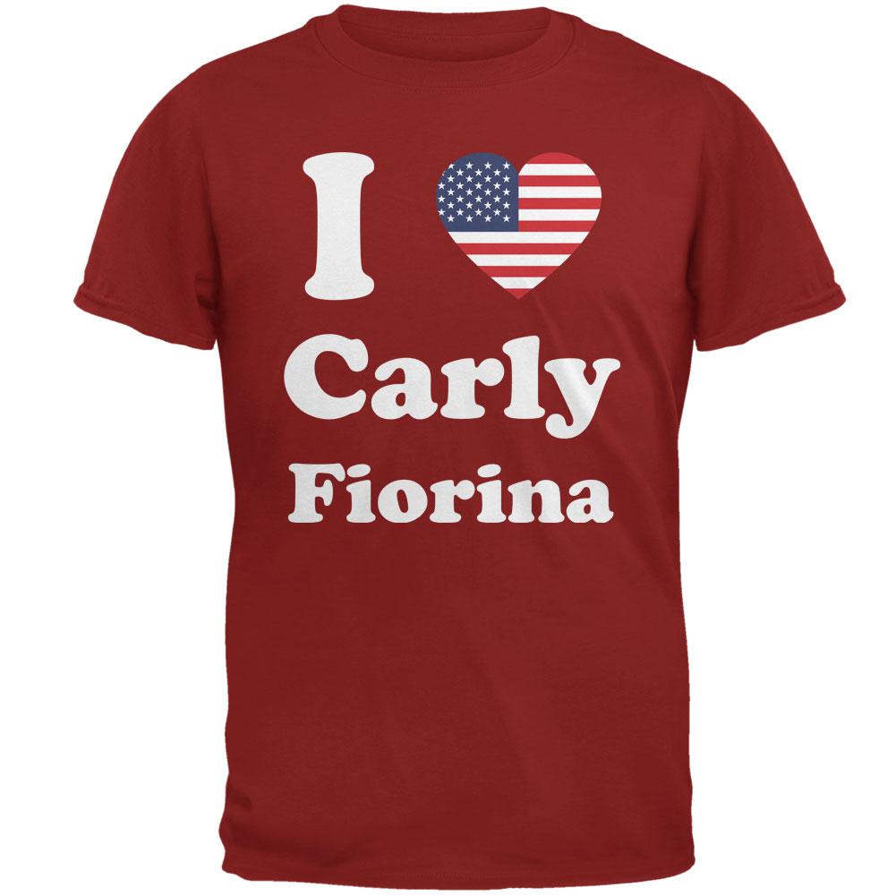 Election 2016 I Heart Carly Fiorina Cardinal Red Adult T-Shirt Men's T-Shirts Old Glory 2XL Red