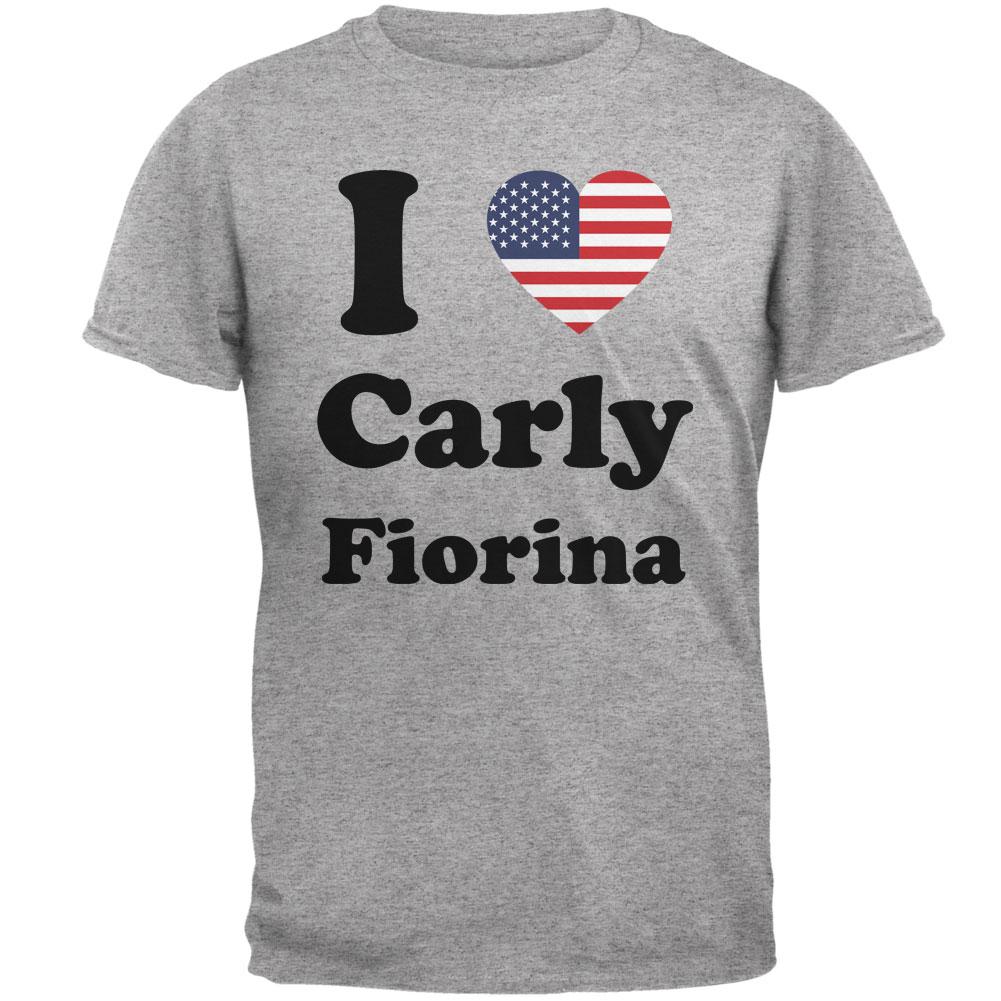 Election 2016 I Heart Carly Fiorina Heather Grey Adult T-Shirt Men's T-Shirts Old Glory 2XL Grey