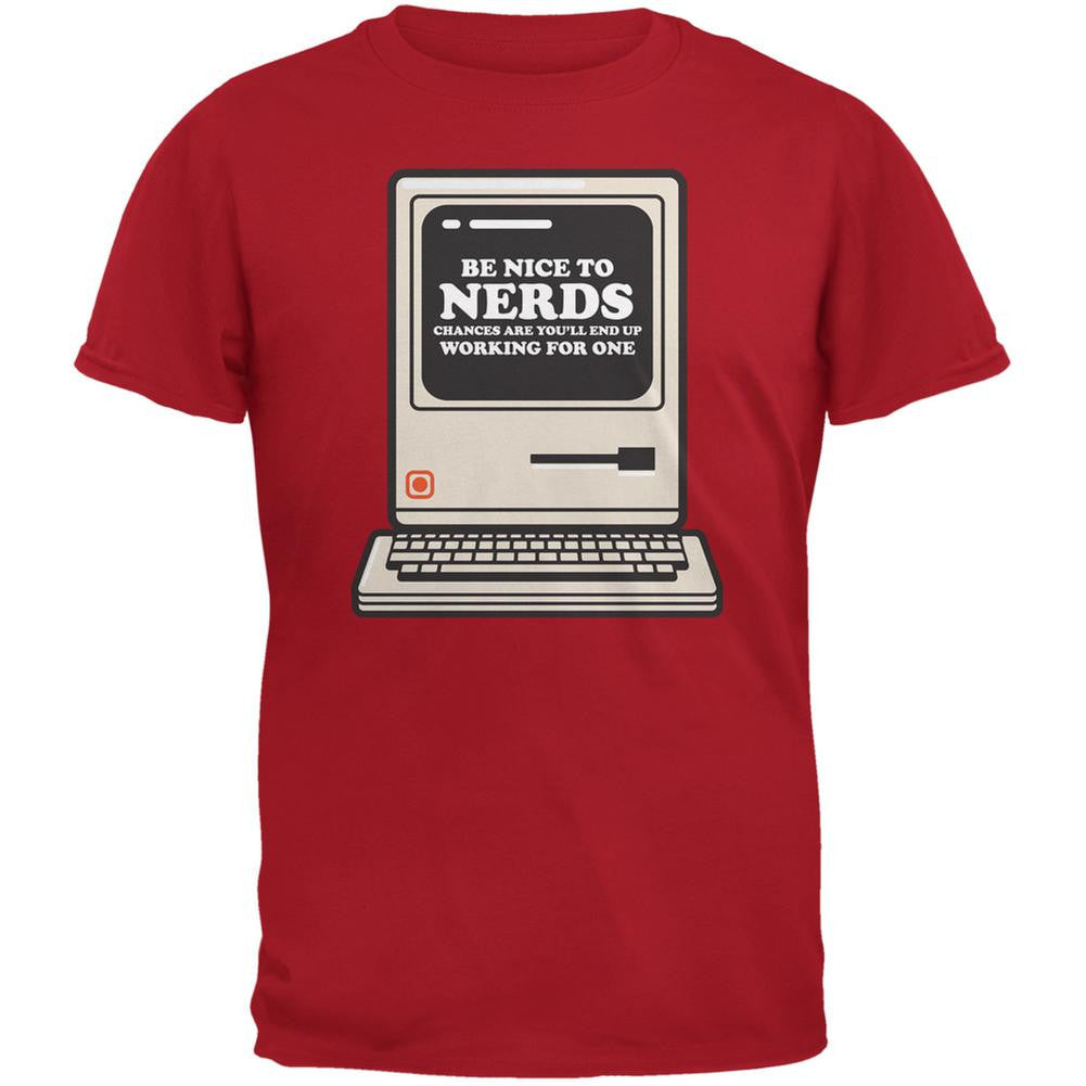 Be Nice To Nerds Red Adult T-Shirt Men's T-Shirts Old Glory 2XL Red