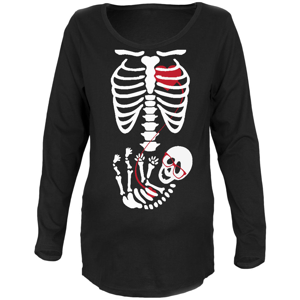 Halloween Geek Baby Skeleton Black Maternity Soft Long Sleeve T-Shirt Maternity Long Sleeve T-Shirts Old Glory 2XL Black