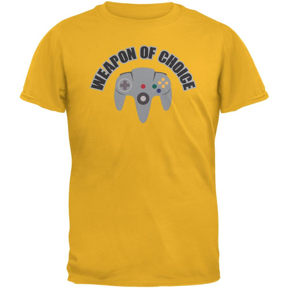 Gamer Weapon Of Choice Gold Adult T-Shirt Men's T-Shirts Old Glory 2XL Yellow