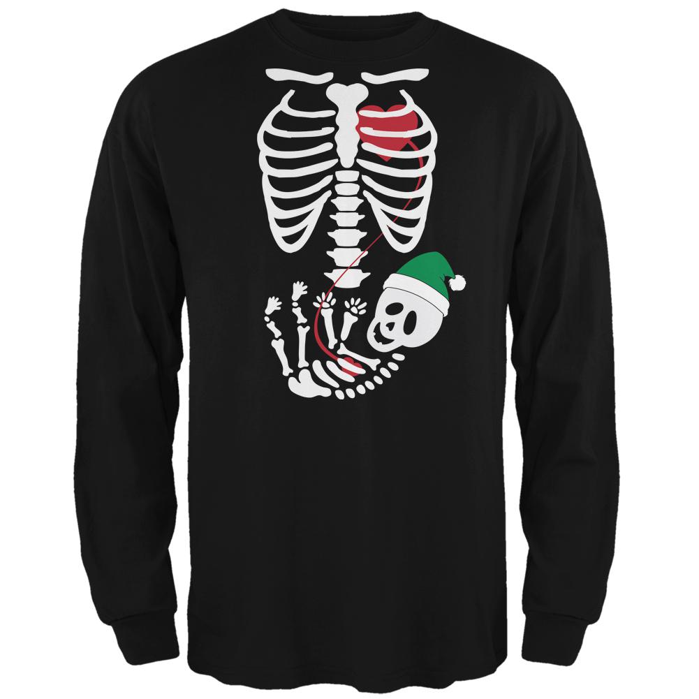 Halloween Elf Baby Skeleton Black Adult Long Sleeve T-Shirt Men's Long Sleeves Old Glory 2XL Black