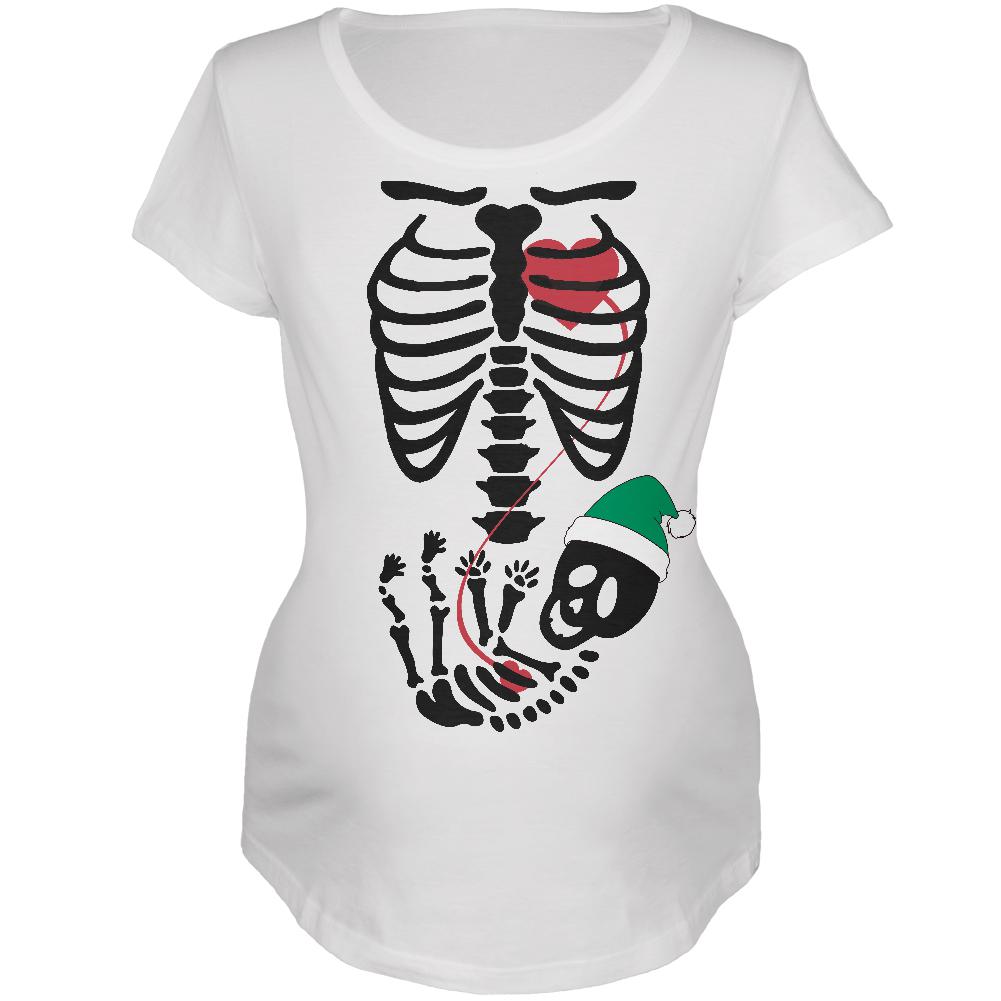 Halloween Elf Baby Skeleton White Maternity Soft T-Shirt Maternity T-Shirts Old Glory 2XL White