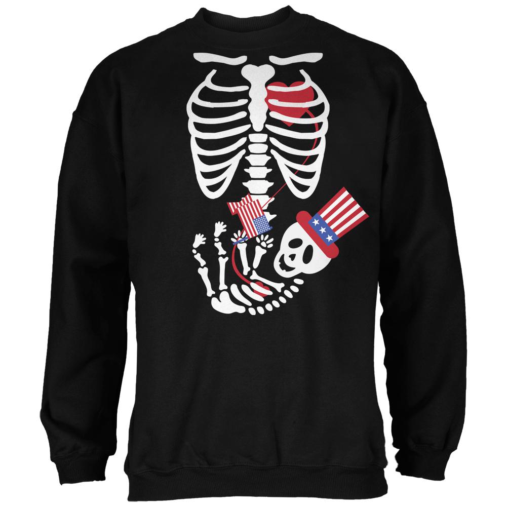 Halloween July Fourth Baby Skeleton Black Adult Sweatshirt Men's Sweatshirts Old Glory 2XL Black