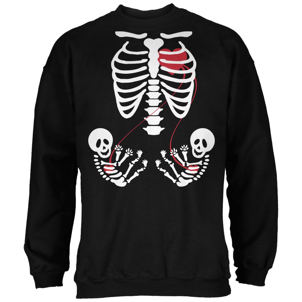 Halloween Twin Baby Skeletons Black Adult Sweatshirt Men's Sweatshirts Old Glory 2XL Black