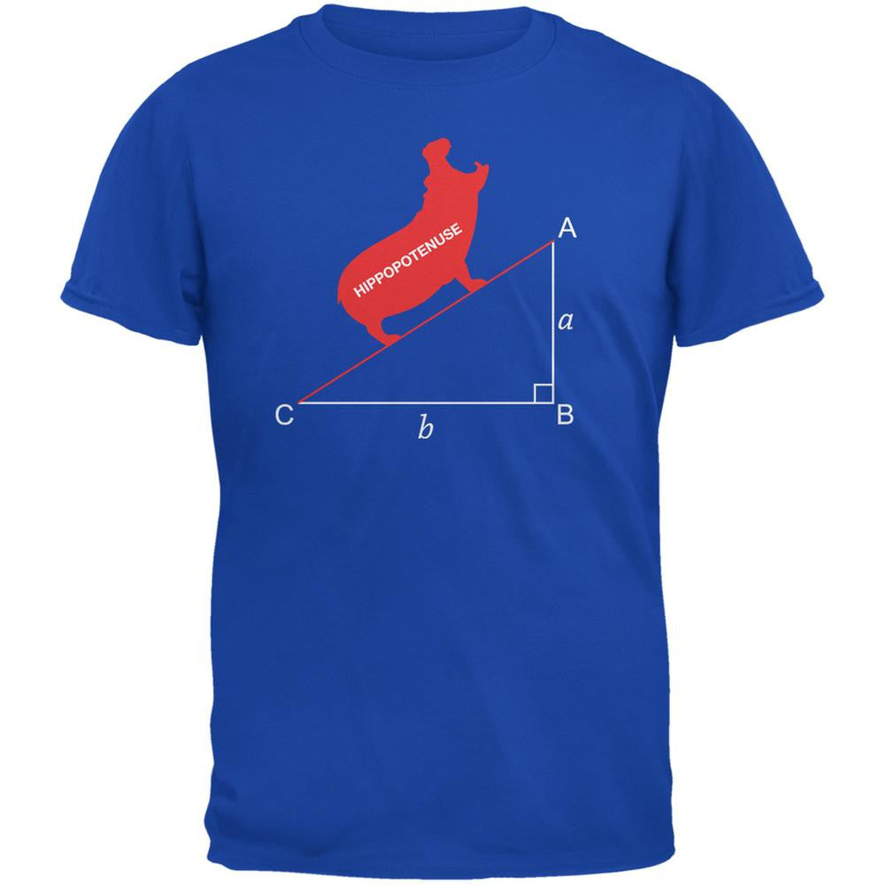 Geek Hippopotenuse Royal Adult T-Shirt Men's T-Shirts Old Glory 2XL Blue