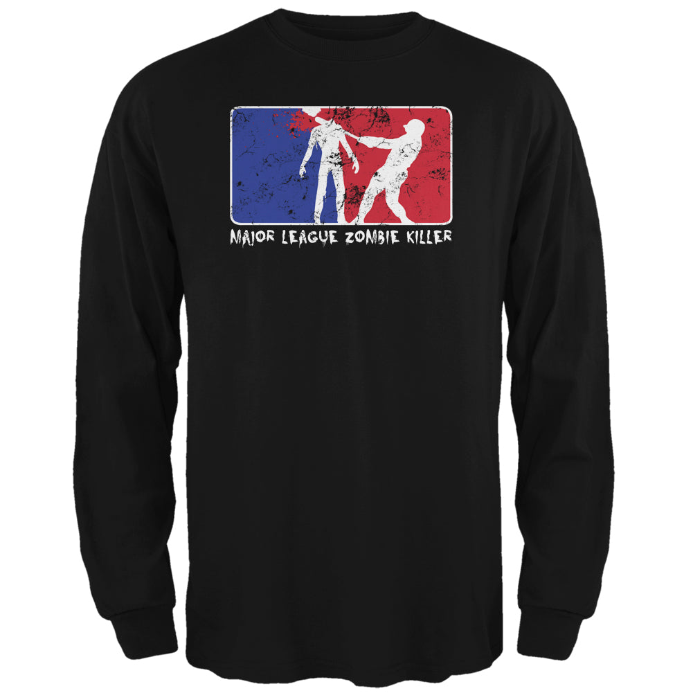 Halloween Major League Zombie Killer Black Adult Long Sleeve T-Shirt Men's Long Sleeves Old Glory 2XL Black