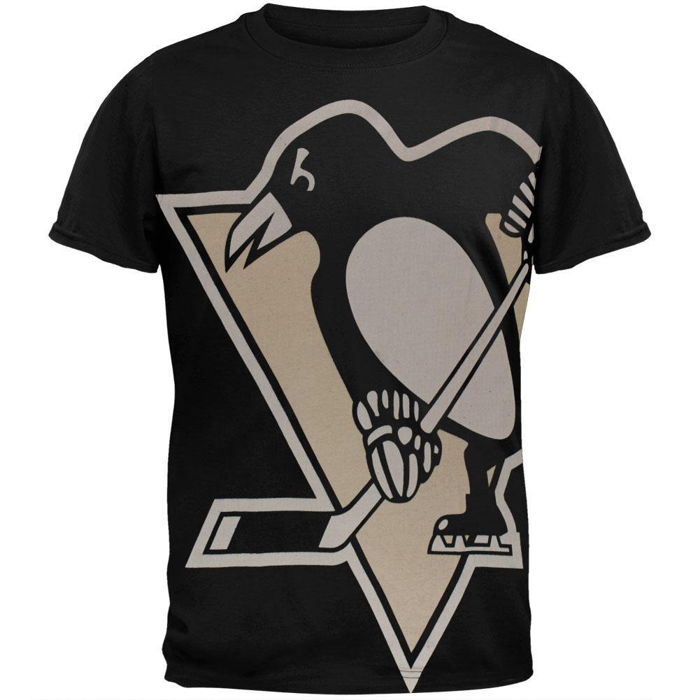 Pittsburgh Penguins - Overgrown Logo Soft Adult T-Shirt Men's T-Shirts Pittsburgh Penguins LG Black