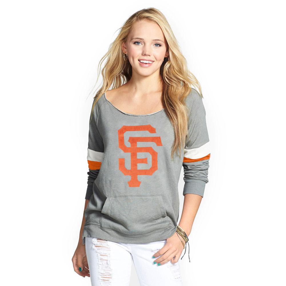 San Francisco Giants - Logo Deal Juniors Scoop Neck Pocket Sweatshirt Juniors Sweatshirts San Francisco Giants LG Grey