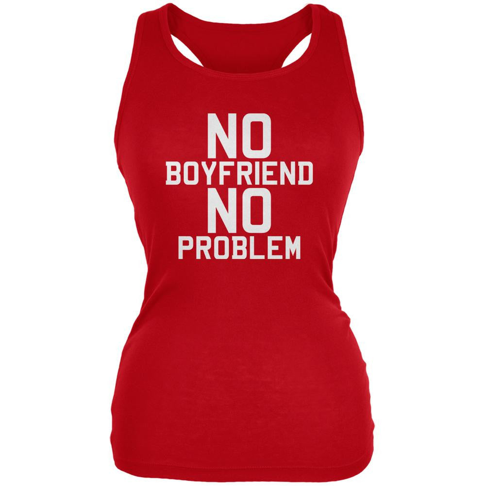 No Boyfriend No Problem Red Juniors Soft Tank Top Juniors Tank Tops Old Glory 2XL Red