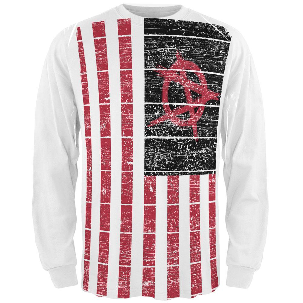 American Anarchy Flag All Over Adult Long Sleeve T-Shirt Men's Long Sleeves Old Glory 2XL Multi