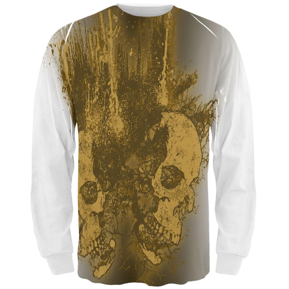 Halloween Dead and Buried All Over Adult Long Sleeve T-Shirt Men's Long Sleeves Old Glory 2XL White