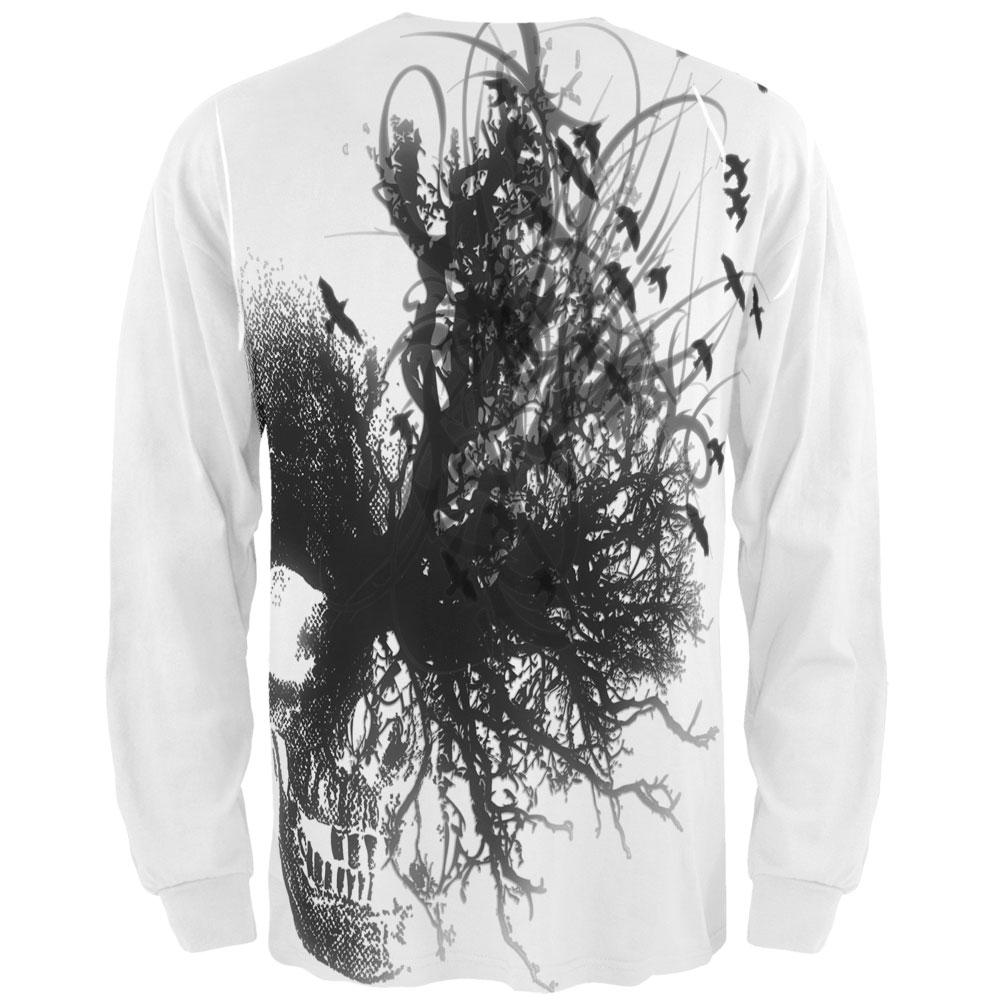 Halloween Dead Thoughts Skull All Over Adult Long Sleeve T-Shirt Men's Long Sleeves Old Glory