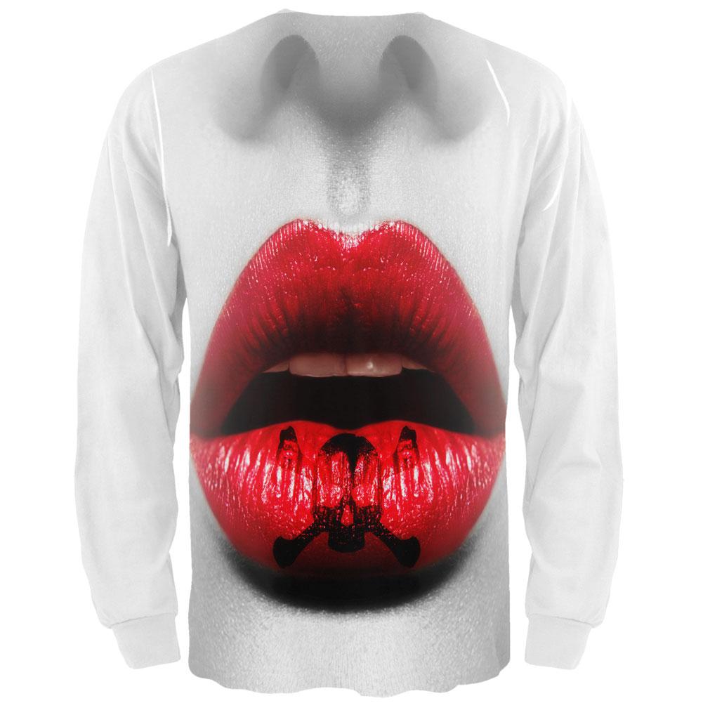 Halloween Kiss of Death All Over Adult Long Sleeve T-Shirt Men's Long Sleeves Old Glory