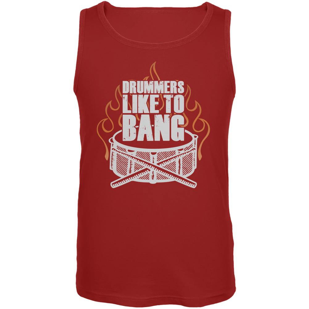 Drummers Like To Bang Red Adult Tank Top Men's T-Shirts Old Glory 2XL Red